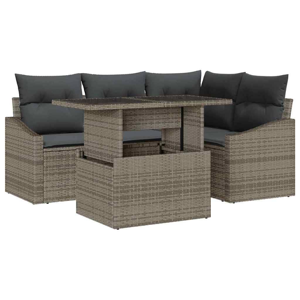 Vidaxl - Ensemble de canapé de jardin avec coussin Réglable 5 pcs Gris vidaXL 3357732 - Image 2