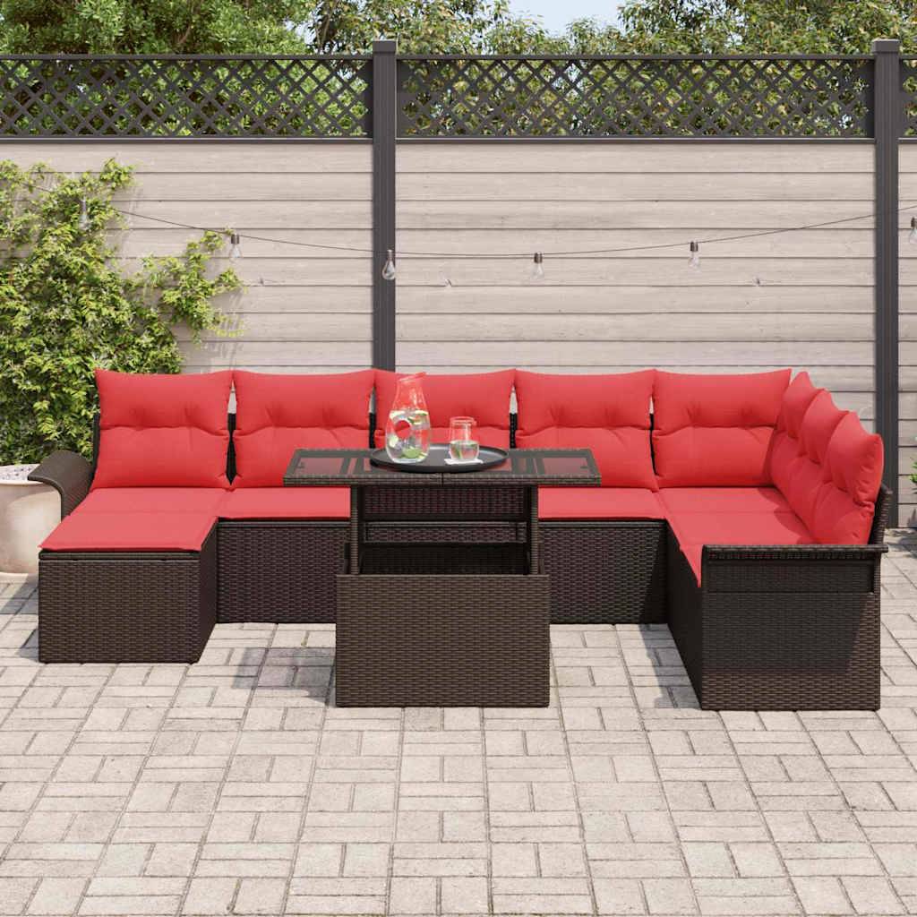 Vidaxl - Ensemble de canapé de jardin 9 pcs Marron Poly rotin vidaXL 3348340 - Image 4