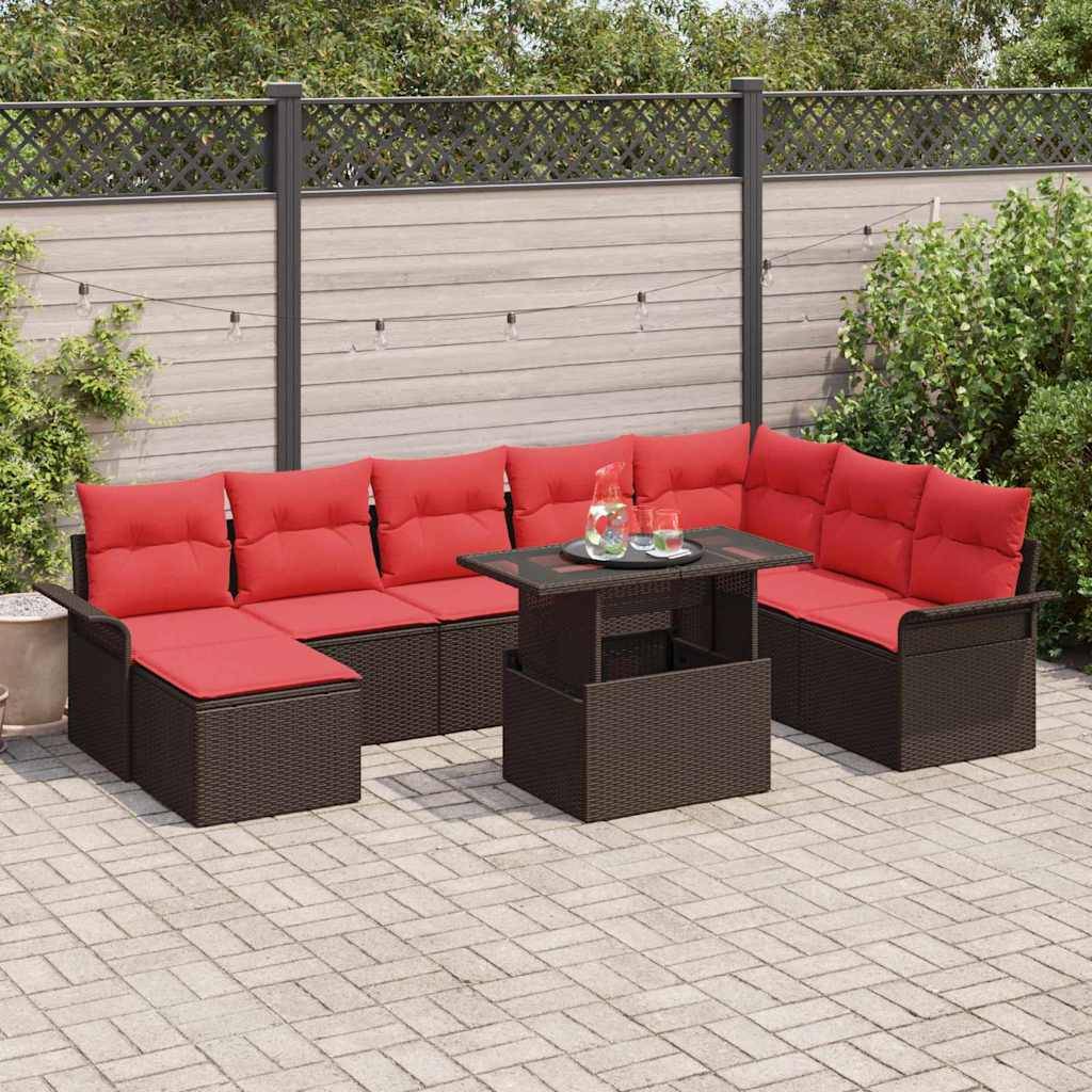 Vidaxl - Ensemble de canapé de jardin 9 pcs Marron Poly rotin vidaXL 3348340 - Image 1