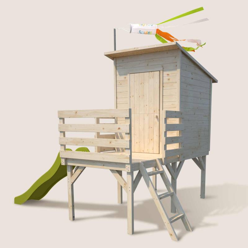 Soulet - Maisonnette en bois sur pilotis avec toboggan pour enfants - Portland - Image 5