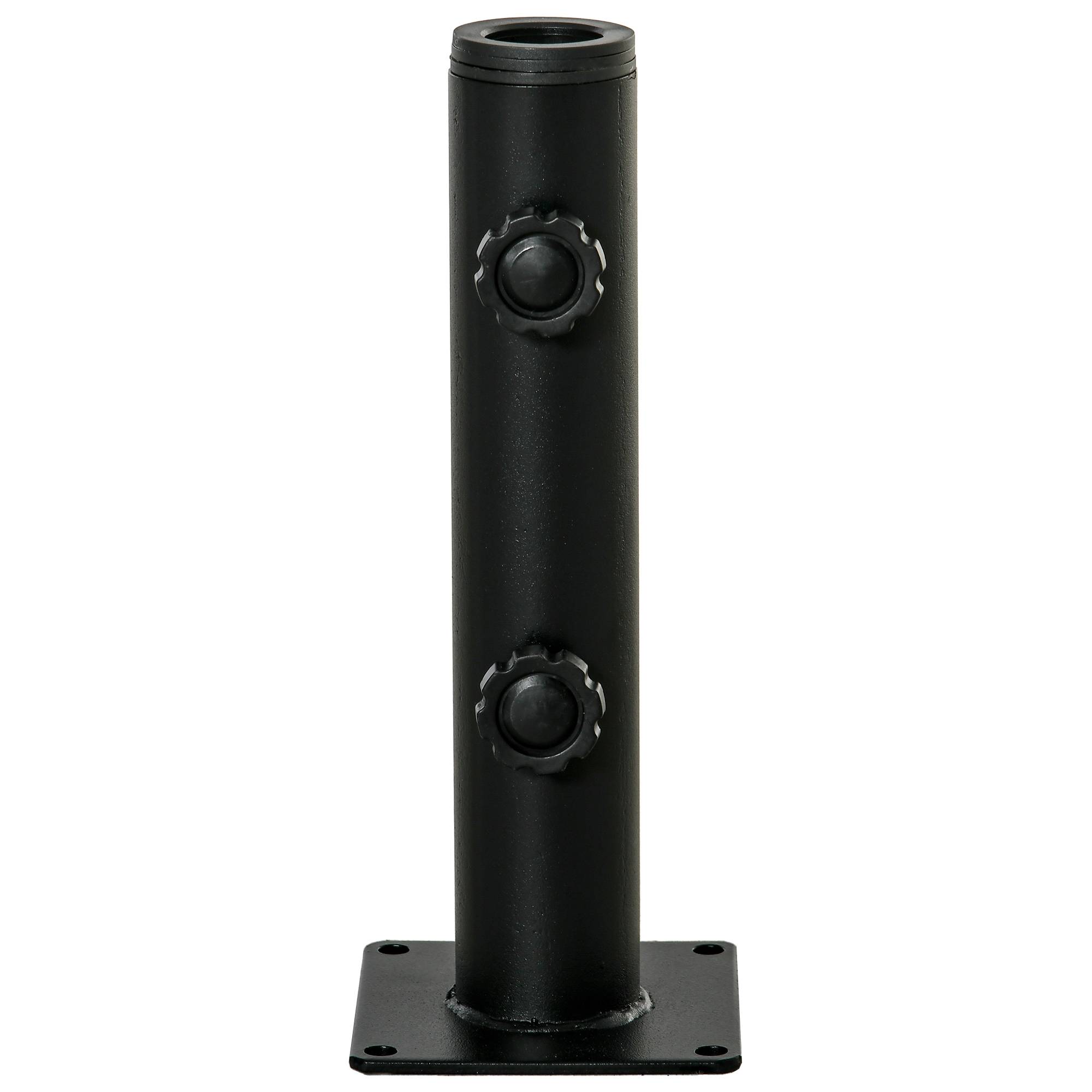 Support parasol sol beton, 2 boutons verrouillage, 4 vis expansion, mats 34/38/48mm, 12x12x30 cm noir - Image 2