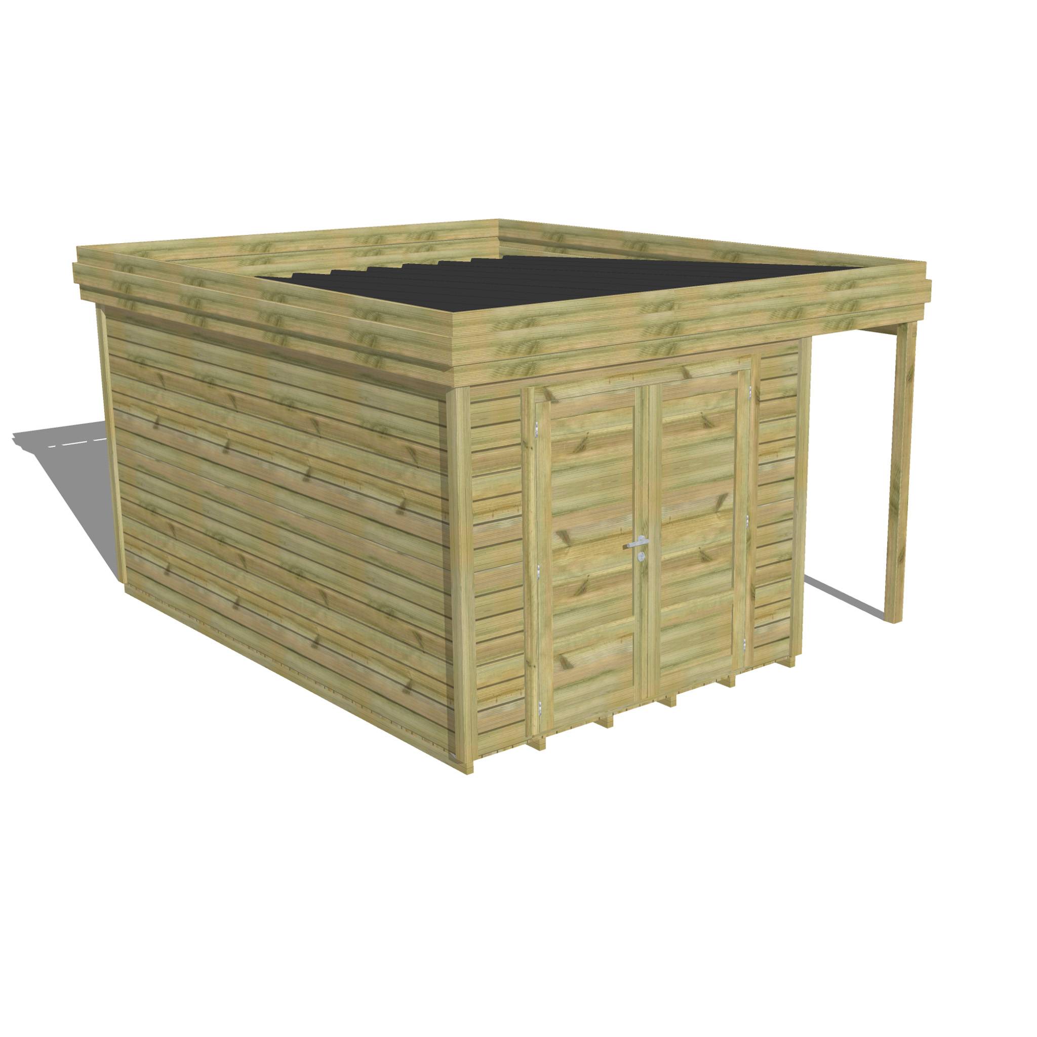 ABRI DE JARDIN bois  autoclave 27mm - 3,64x4,34m / 16m2 - Bac acier - Plancher bois - Image 1