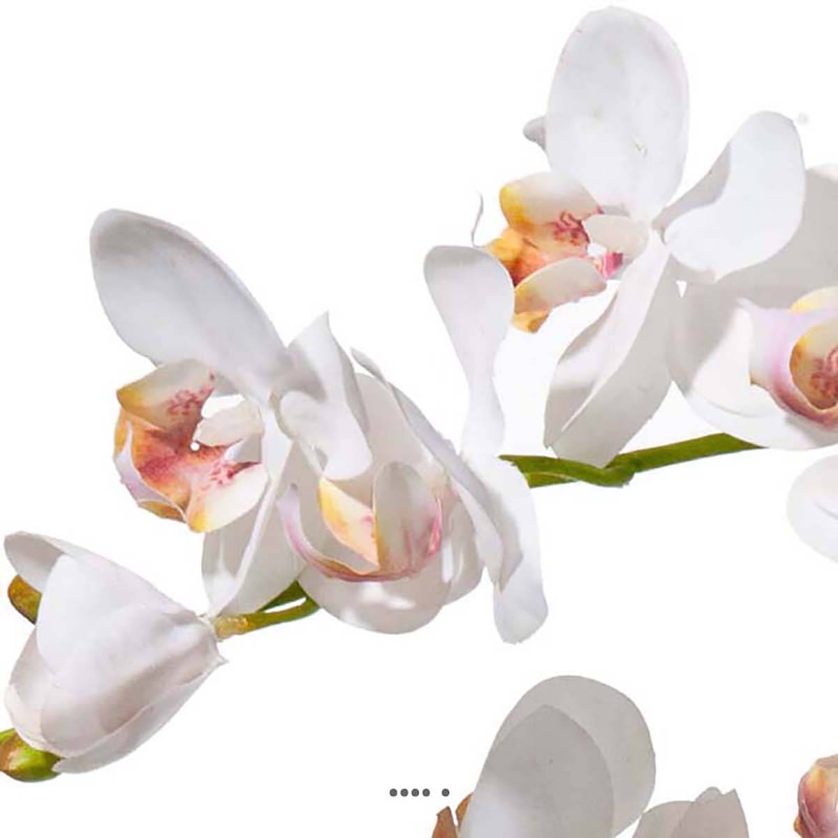 Artificielles - Orchidée phalaenopsis artificielle en pot superbe 2 hampes H 65 cm blanche - Image 3