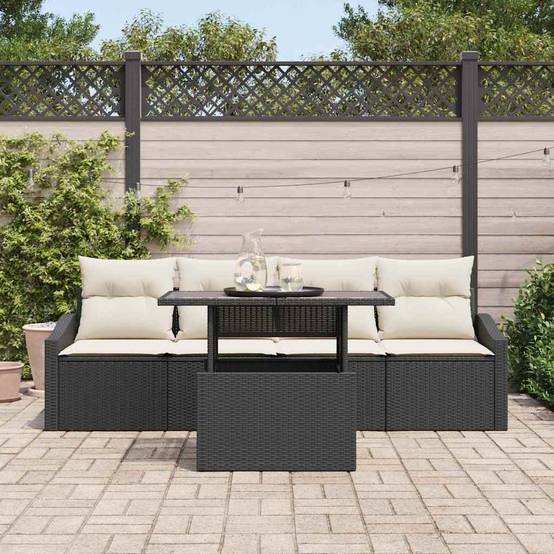 ComfortXL - Petit Salon de Jardin 5 Pièces en Polyrotin Noir et Crème Compact pour Balcon ou Petite Terrasse – ComfortXL Outdoor Living - Image 3