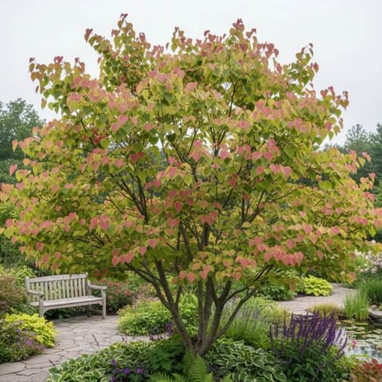 Cercis du Canada The Rising Sun, Arbre de Judée, Gainier du Canada à fleurs Rose - feuillage Caduc - Pot de 15L - Baliveau- hauteur à maturité De 5,0 - Image 3