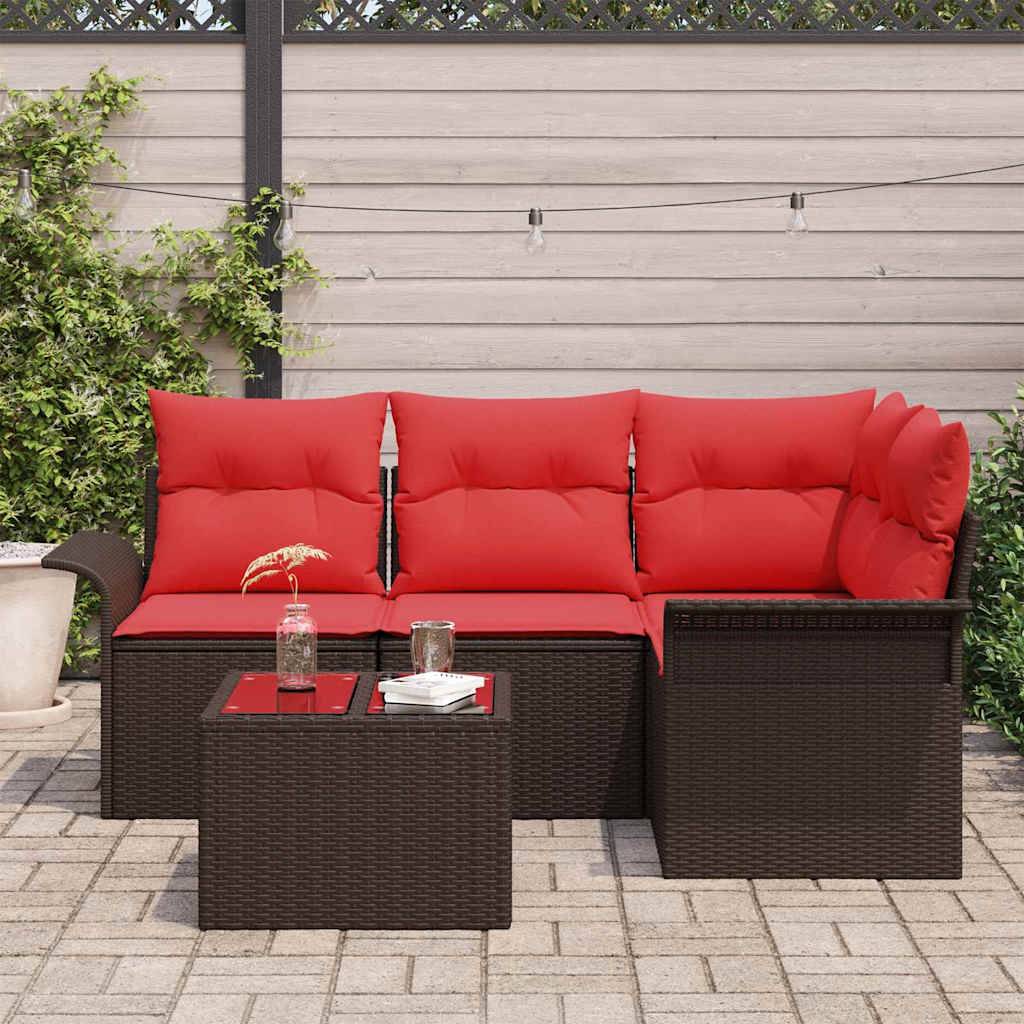 Vidaxl - Ensemble de canapé de jardin 5 pcs Marron polyrotin vidaXL 3345354 - Image 4