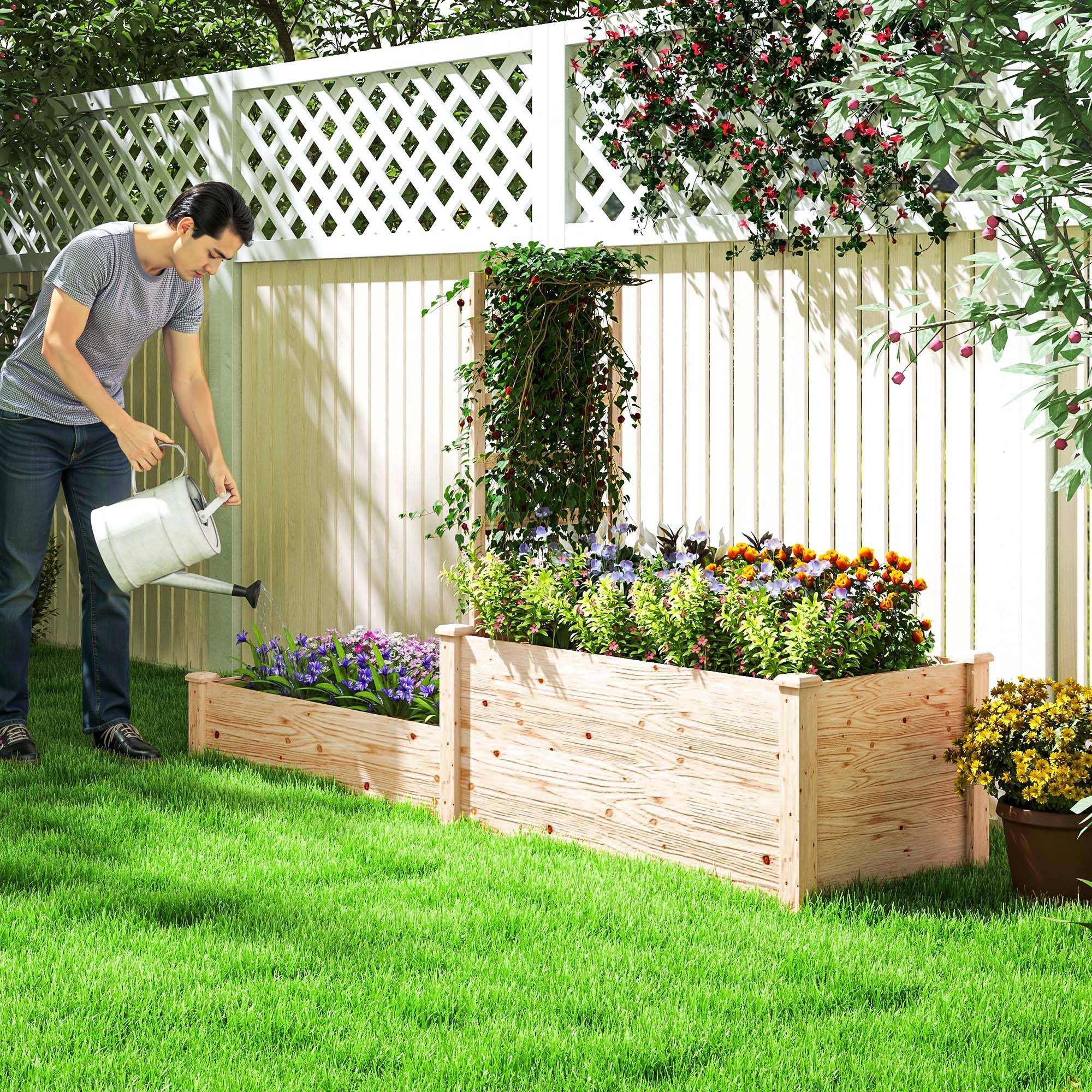Jardinière surélevée bois sapin jardin treillis plantes grimpantes 222x63x132cm - ComfortXL Outdoor Living - Image 10