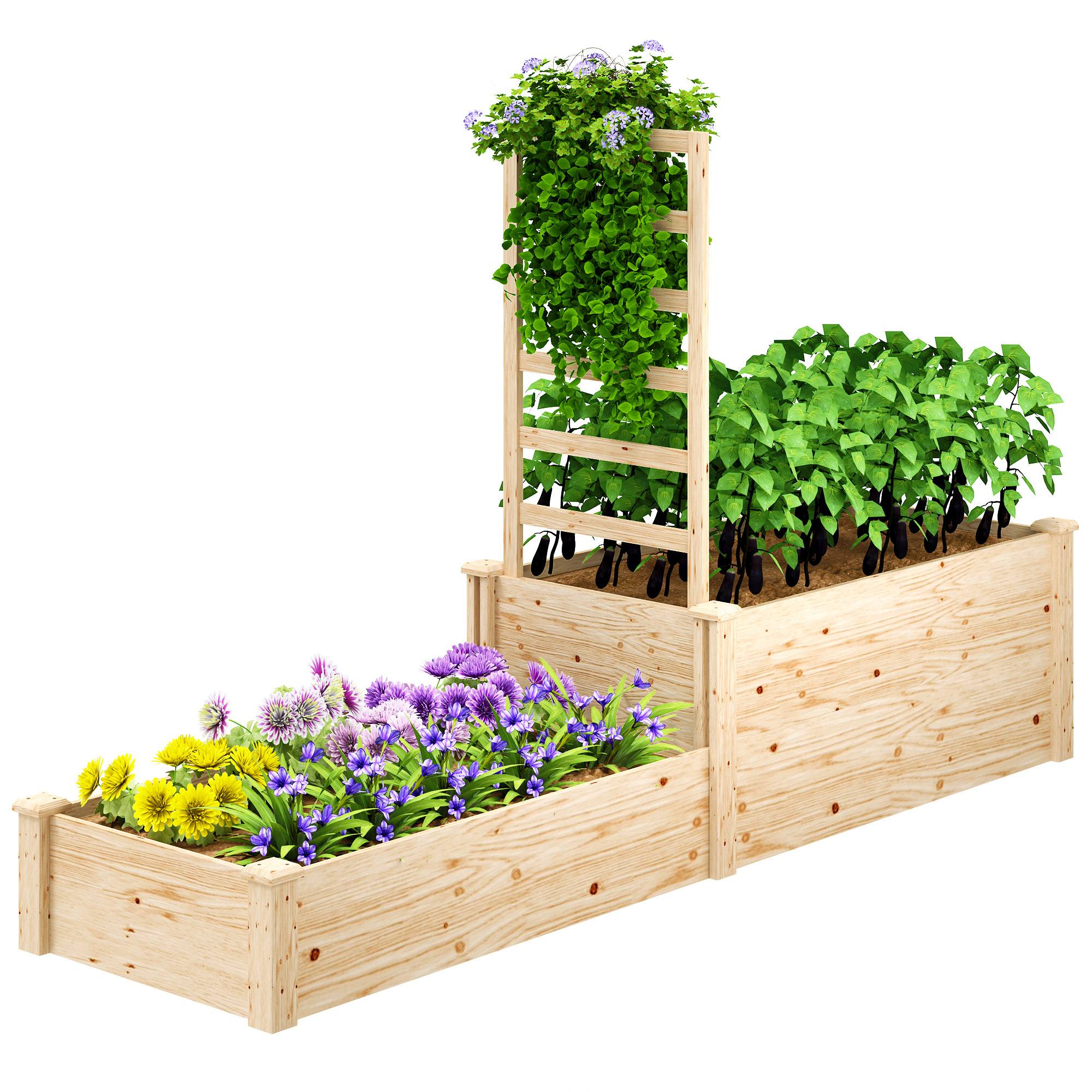 Jardinière surélevée bois sapin jardin treillis plantes grimpantes 222x63x132cm - ComfortXL Outdoor Living - Image 2