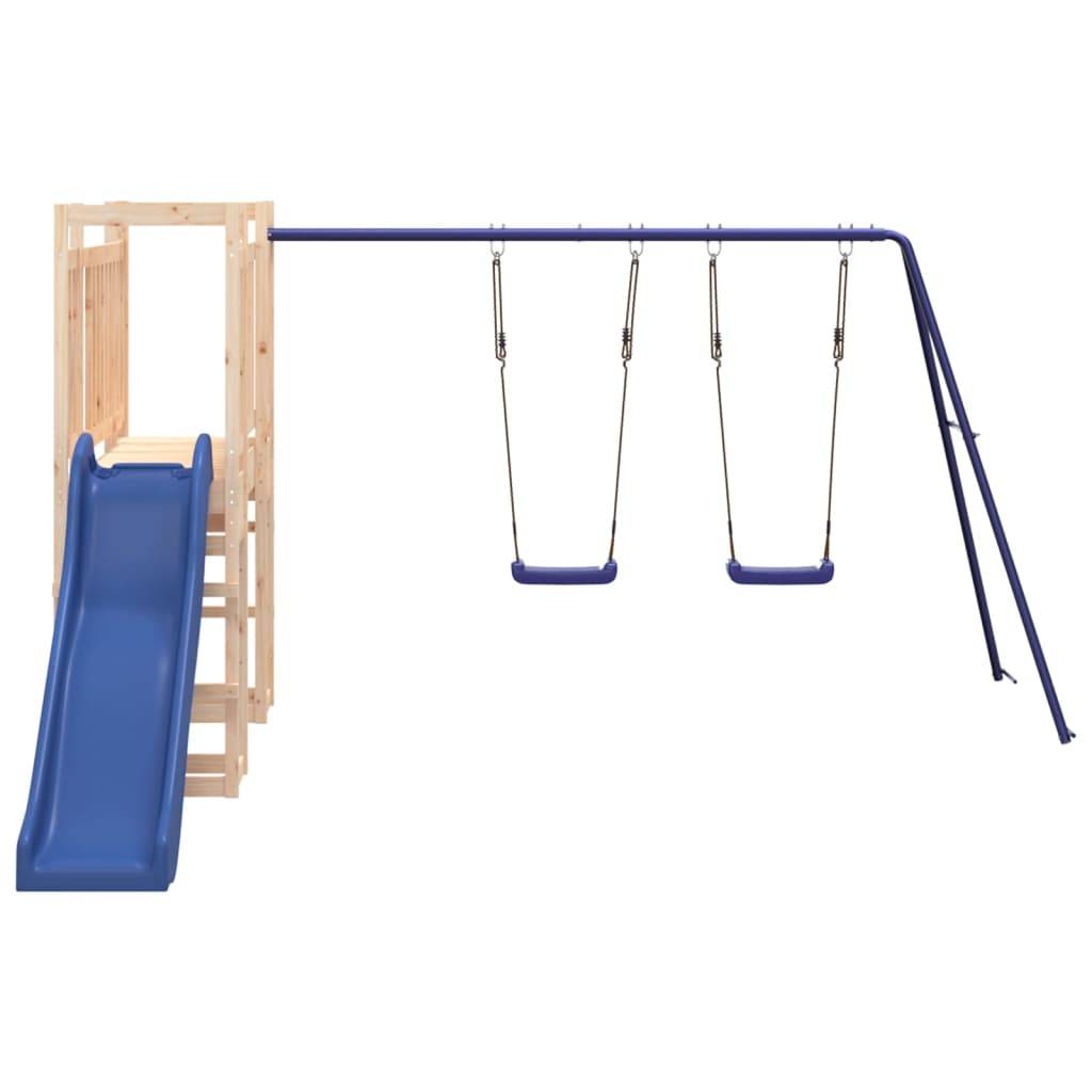 Helloshop26 - Aire de jeux d'extérieur balançoires toboggan portiques robuste jeux jardin 53 x 397 x 169 cm bois de pin massif - Image 3