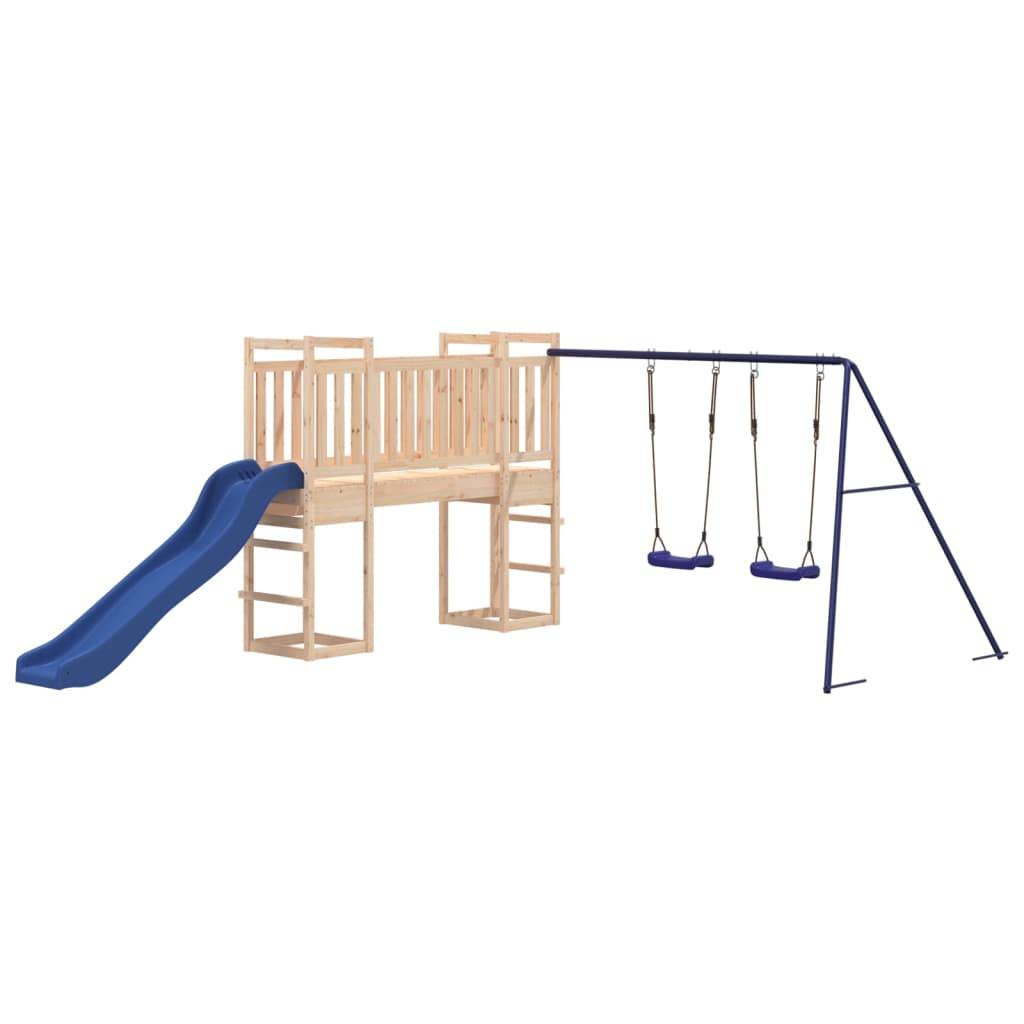 Helloshop26 - Aire de jeux d'extérieur balançoires toboggan portiques robuste jeux jardin 53 x 397 x 169 cm bois de pin massif - Image 2