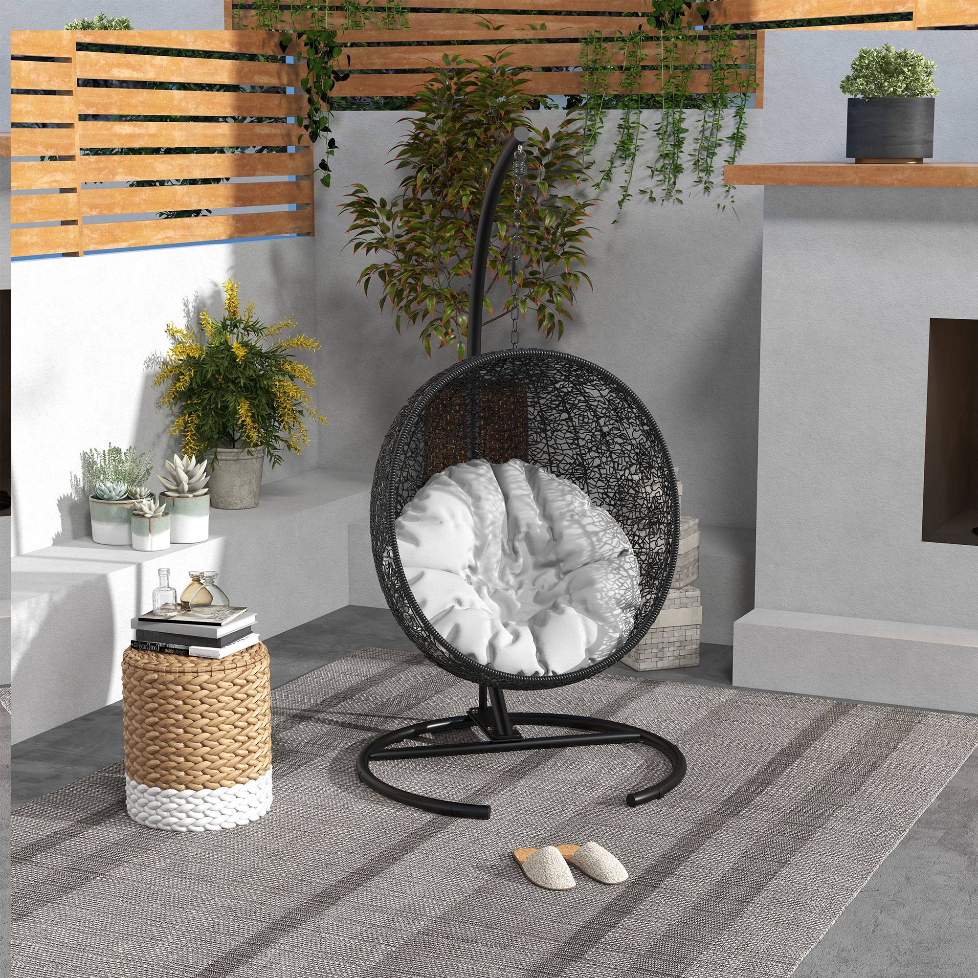 Outsunny - Support de fauteuil suspendu base ronde en métal robuste - pour balançoire/œuf/fauteuil hamac - Ø 102 x 195 cm - noir - Outsunny - Image 4