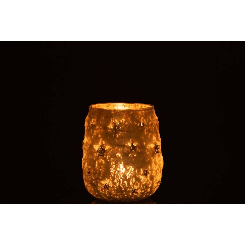 Photophore en verre argent 12.5x12.5x14.5 cm - J-Line - Image 3
