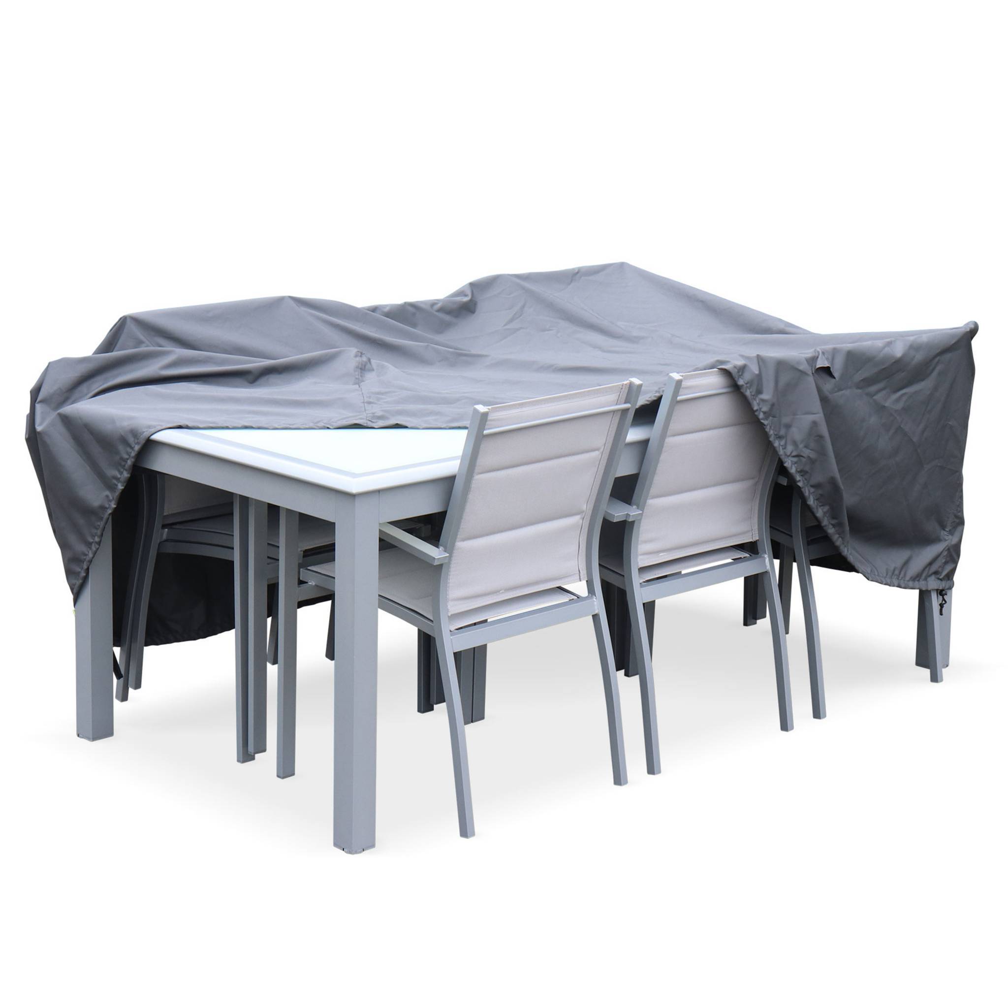 Housse de protection 202x124cm gris foncé - Bâche rectangulaire en polyester enduit PA pour table de jardin Philadelphie ou Capua 180 | sweeek - Image 3