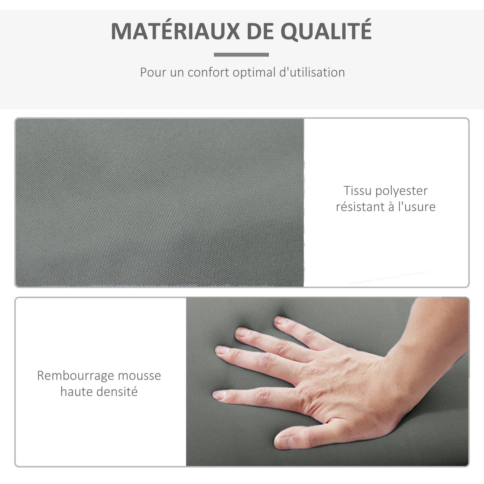 Lot de 2 Matelas pour Chaise Longue transat Bain de Soleil avec Sangles d'attache pour Jardin MATELAS - Image 7