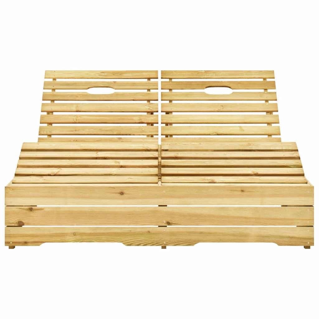 Helloshop26 - Transat chaise longue bain de soleil lit de jardin terrasse meuble d'extérieur double et coussins crème bois de pin imprégné - Image 4
