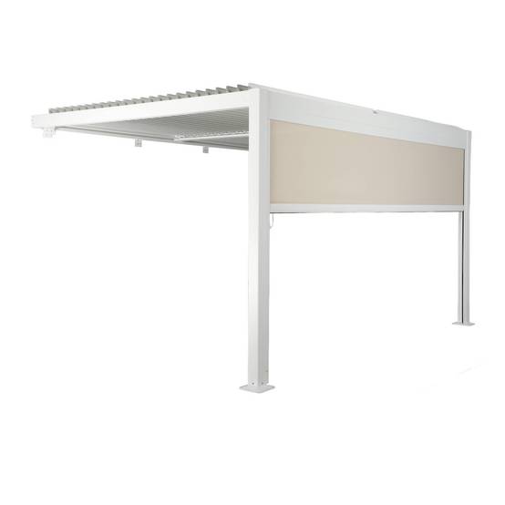 sweeek - Pergola bioclimatique aluminium adossée 4x3m blanc + 1 store 4m Palace | sweeek - Image 3