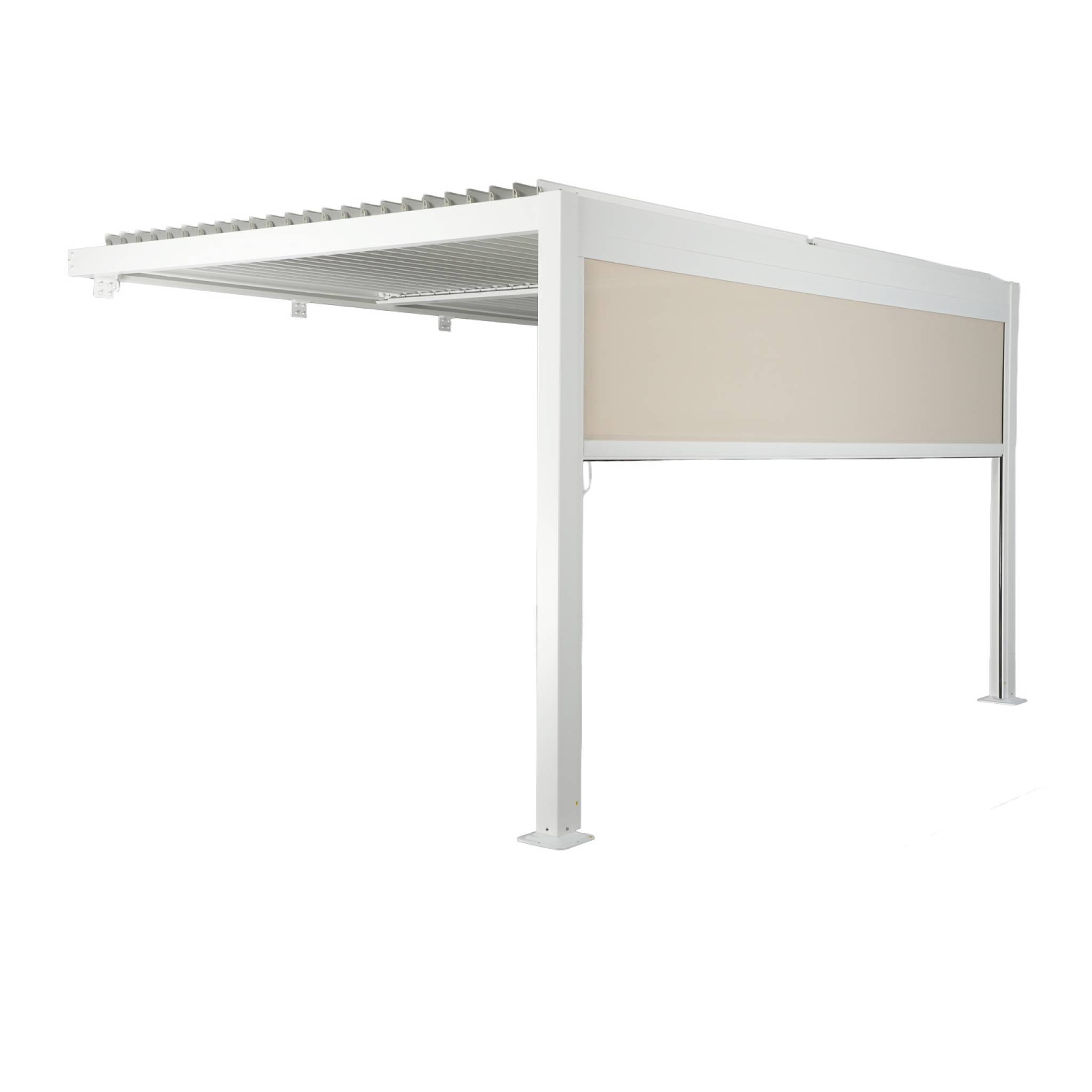 sweeek - Pergola bioclimatique aluminium adossée 4x3m blanc + 1 store 4m Palace | sweeek - Image 3