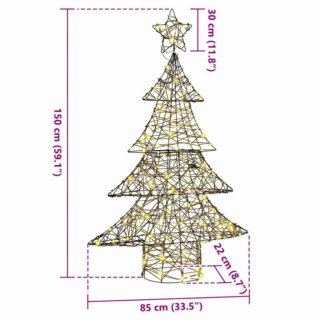Vidaxl - Sapin de Noël avec 120 LED Blanc chaud 150 cm Rotin vidaXL 42018991 - Image 3