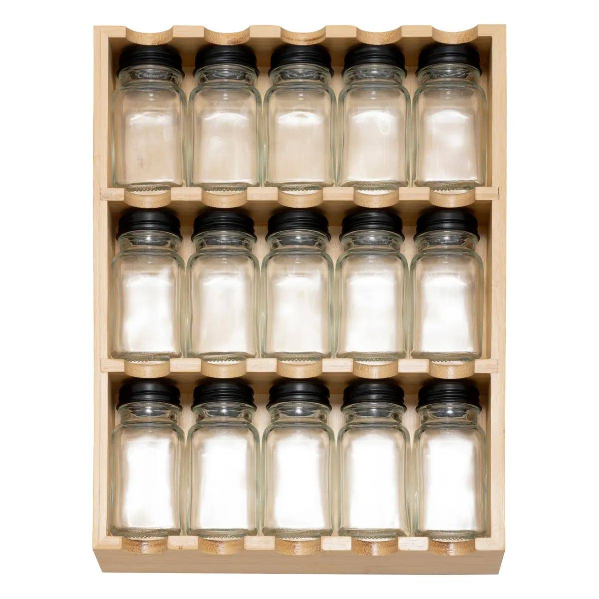 Lot de 15 Pots à Épices "Rack Tiroir" 31cm Naturel - Image 2