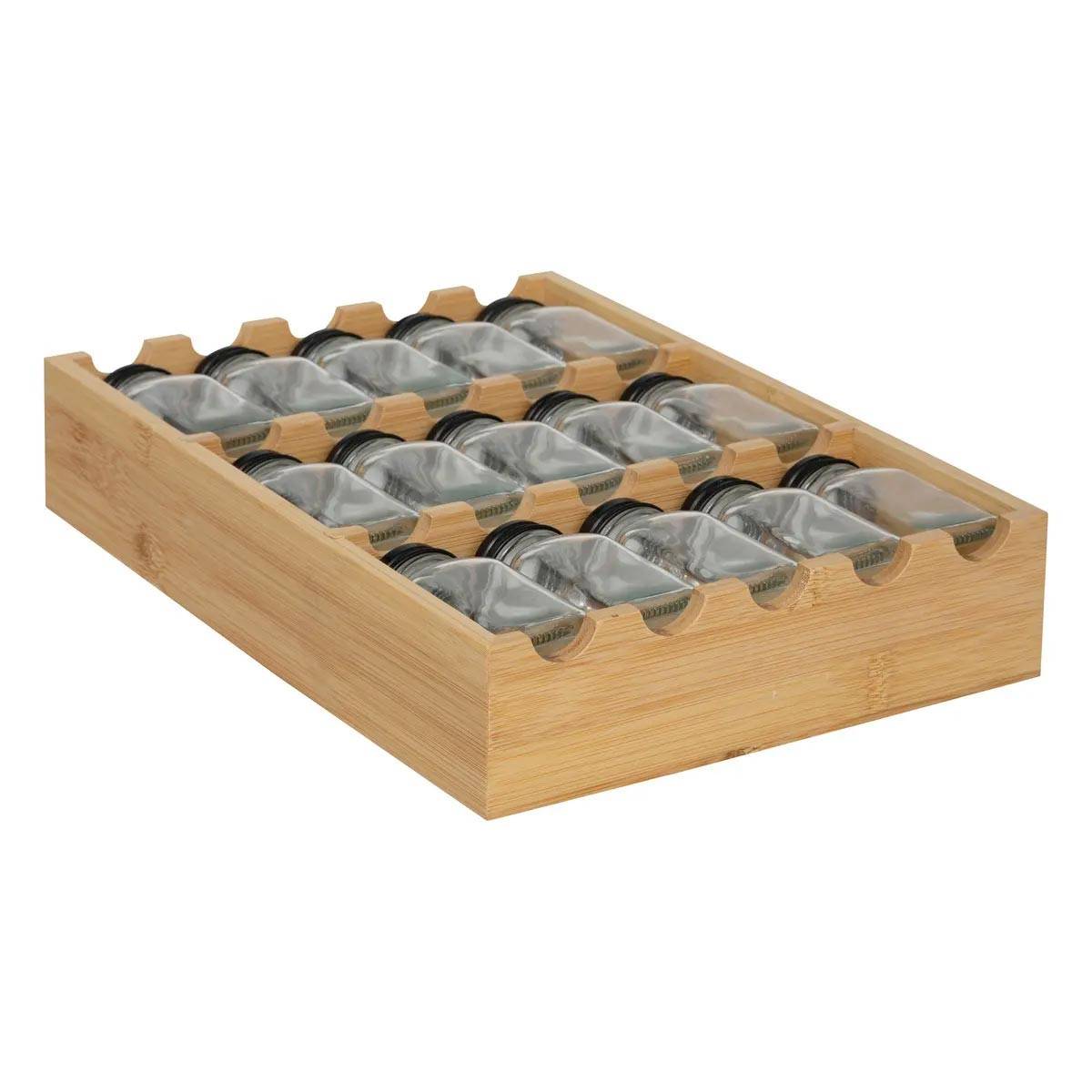 Lot de 15 Pots à Épices "Rack Tiroir" 31cm Naturel - Image 3