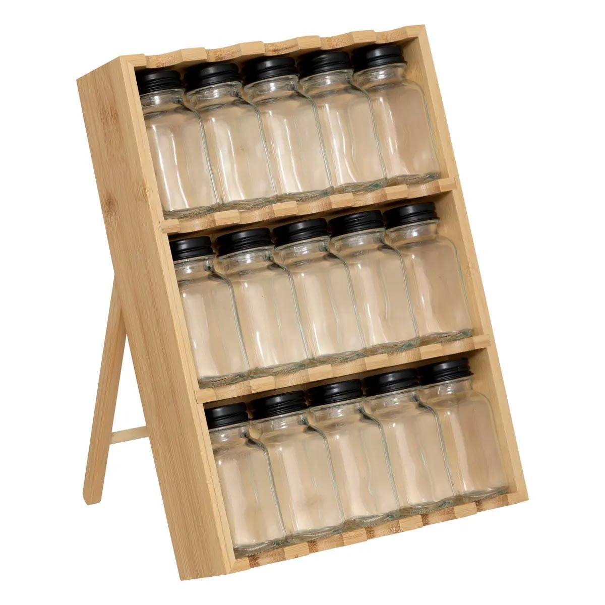 Lot de 15 Pots à Épices "Rack Tiroir" 31cm Naturel - Image 1