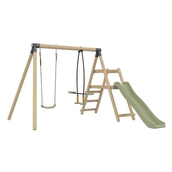 Tp Toys - Station de jeux en bois Arbousier FSC H.190 cm avec balançoire, vis-à-vis, toboggan et kit d’ancrage – TP TOYS - Image 2