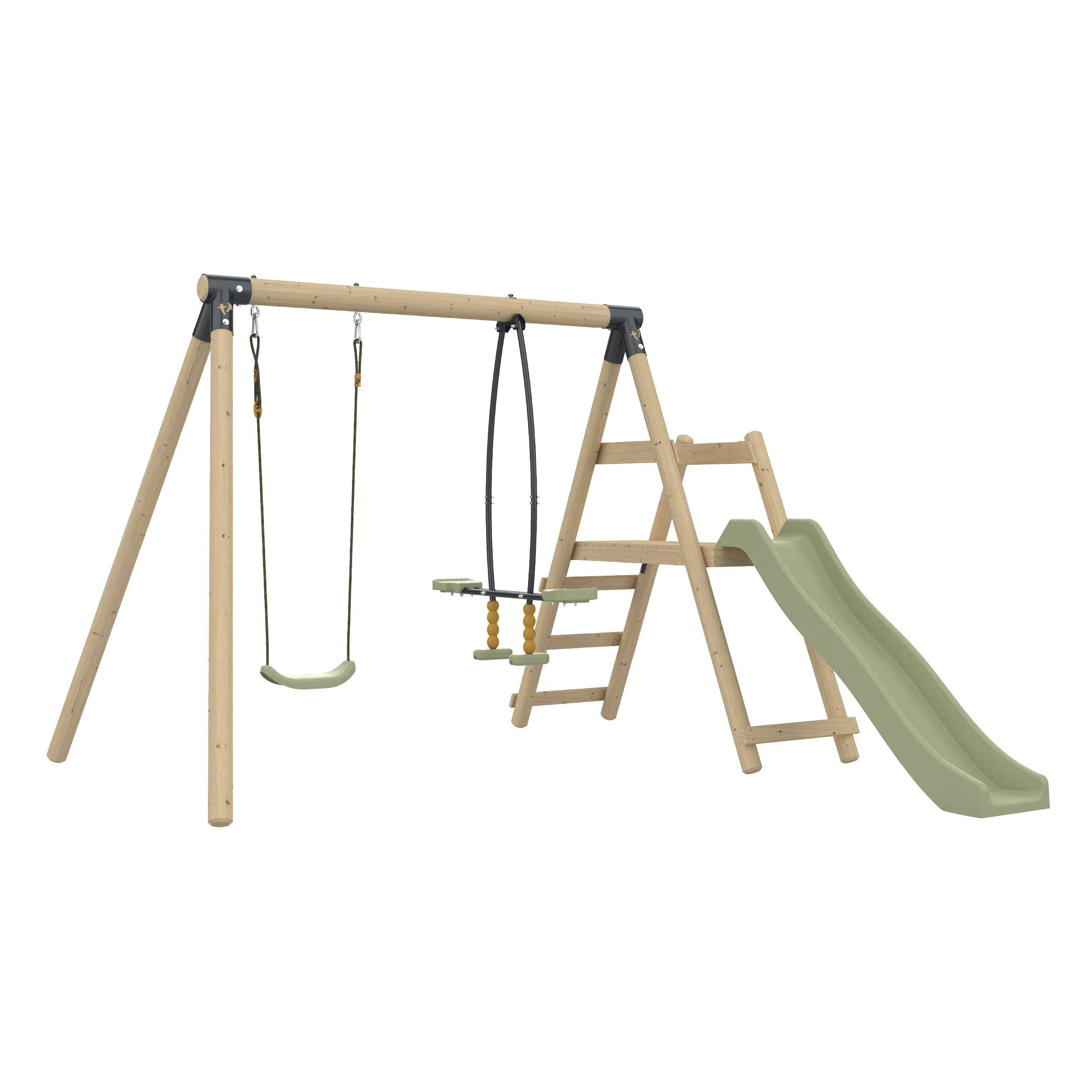 Tp Toys - Station de jeux en bois Arbousier FSC H.190 cm avec balançoire, vis-à-vis, toboggan et kit d’ancrage – TP TOYS - Image 2