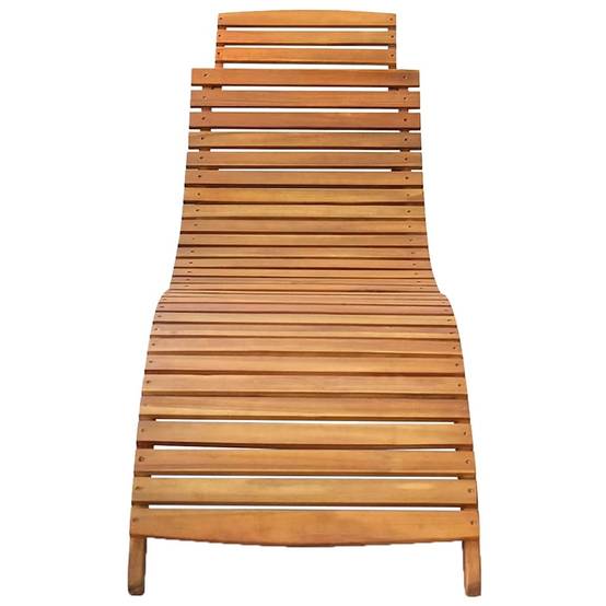 Chaise longue de jardin bois acacia avec coussin 184 x 55 x 64 cm, Noir - PANGIVO - Image 3