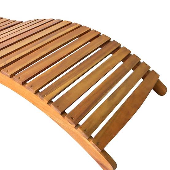 Chaise longue de jardin bois acacia avec coussin 184 x 55 x 64 cm, Noir - PANGIVO - Image 5