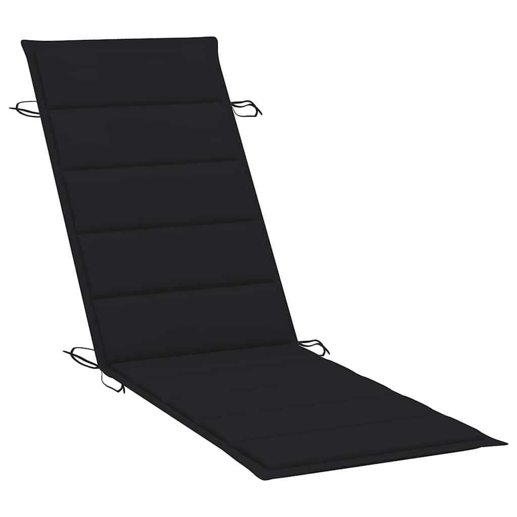 Chaise longue de jardin bois acacia avec coussin 184 x 55 x 64 cm, Noir - PANGIVO - Image 7