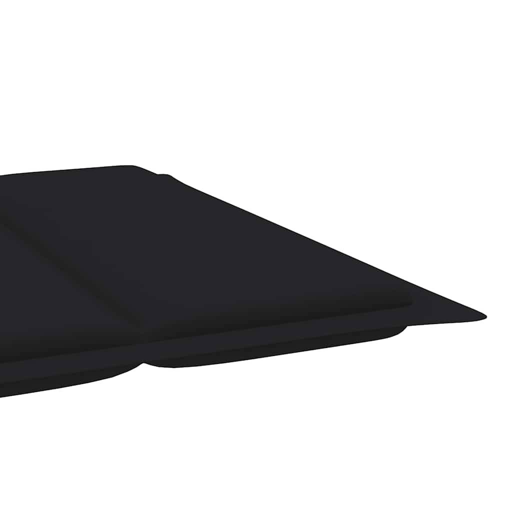 Chaise longue de jardin bois acacia avec coussin 184 x 55 x 64 cm, Noir - PANGIVO - Image 8