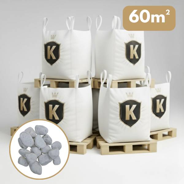 King Matériaux - Galet blanc 60/100 mm – Pack 6 Big Bag +/- 1,5T – 60 m² - Image 1