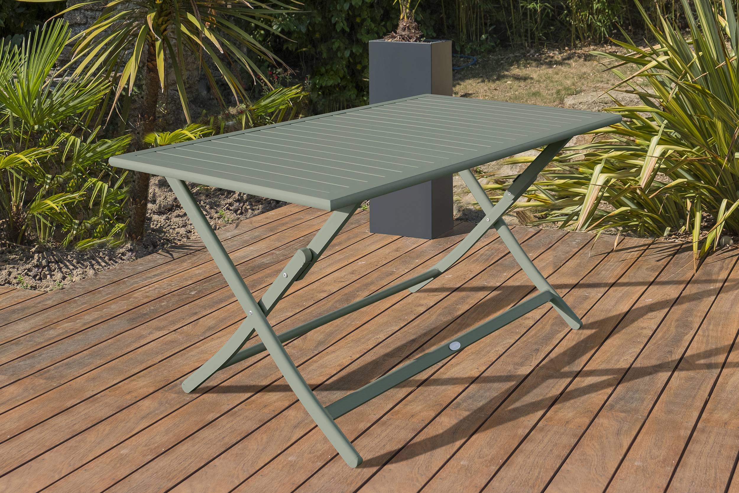 City Garden - Ensemble repas MARIUS 140 cm 4 places en aluminium vert kaki - CITY GARDEN - Image 2