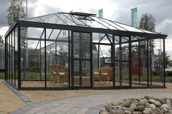 15m² - Serre en verre trempé - Euro Pyra Stretched - Laquée - 15m² - gris anthracite - L'atelier Des Serres - Image 2