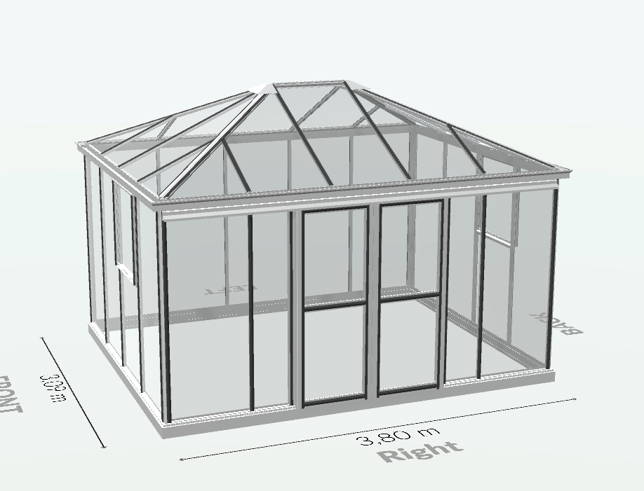 15m²  -  Serre en verre trempé - Euro Pyra Stretched - Laquée - 15m² - gris anthracite - L'atelier Des Serres - Image 4