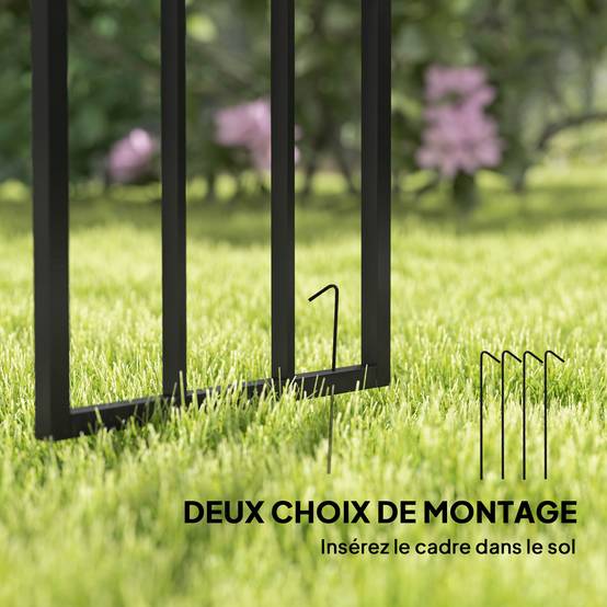 Arche Jardin Acier Plantes Grimpantes Rosiers Décoration Mariage Cérémonie 150x223cm Noir - ComfortXL Outdoor Living - Image 7