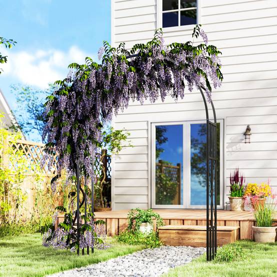 Arche Jardin Acier Plantes Grimpantes Rosiers Décoration Mariage Cérémonie 150x223cm Noir - ComfortXL Outdoor Living - Image 3