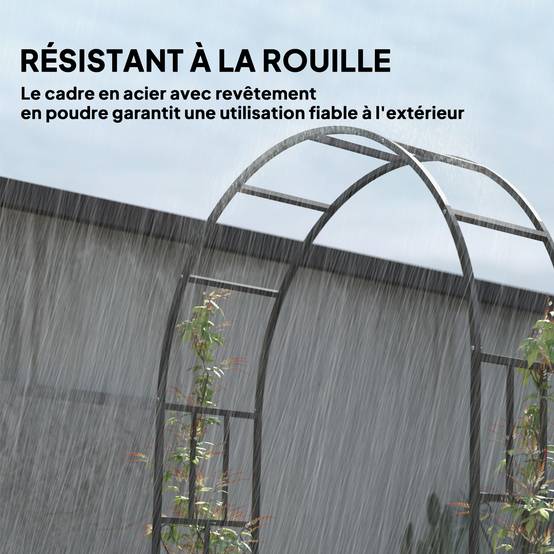 Arche Jardin Acier Plantes Grimpantes Rosiers Décoration Mariage Cérémonie 150x223cm Noir - ComfortXL Outdoor Living - Image 6