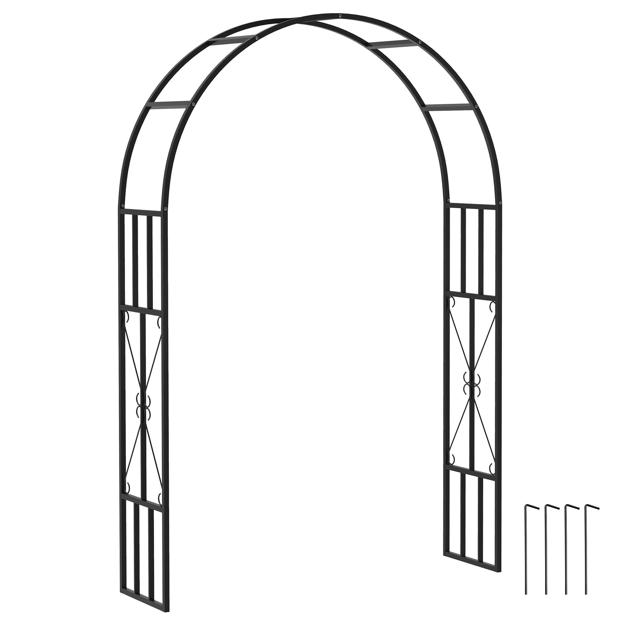 Arche Jardin Acier Plantes Grimpantes Rosiers Décoration Mariage Cérémonie 150x223cm Noir - ComfortXL Outdoor Living - Image 1