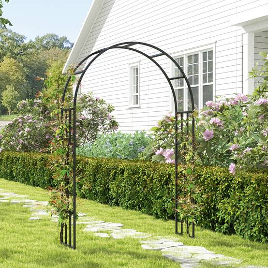 Arche Jardin Acier Plantes Grimpantes Rosiers Décoration Mariage Cérémonie 150x223cm Noir - ComfortXL Outdoor Living - Image 9