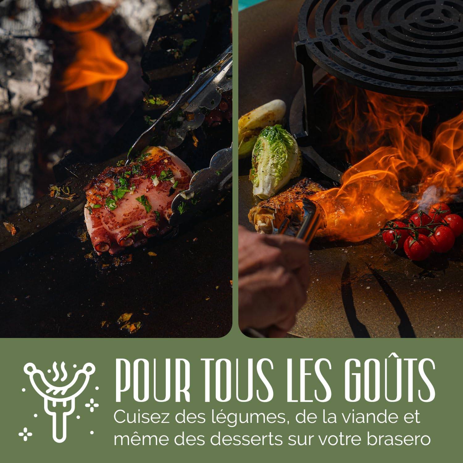 GRILL'CHIC - Pack Privilège Brasero Cévenol Corten Bois Carré - Simple Cuve - Avec Bâche + Grille + Stop Food Inclus - À Assembler - Fabriqué en - Image 4
