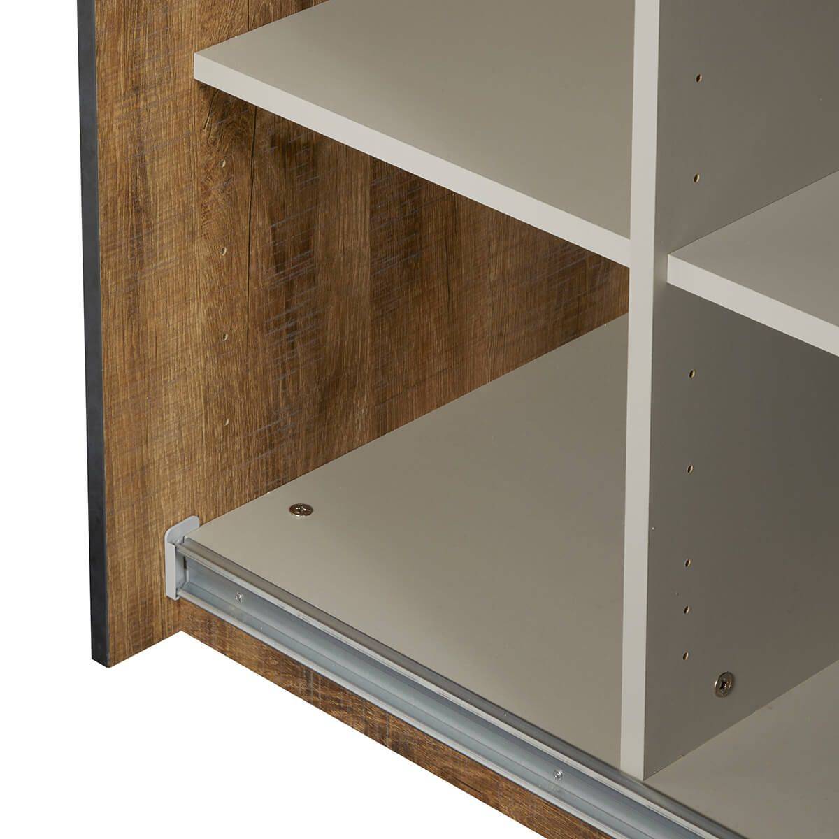 ALTOBUY - Armoire portes coulissantes 245cm aspect chêne artisan et graphite - ANDES - Image 9
