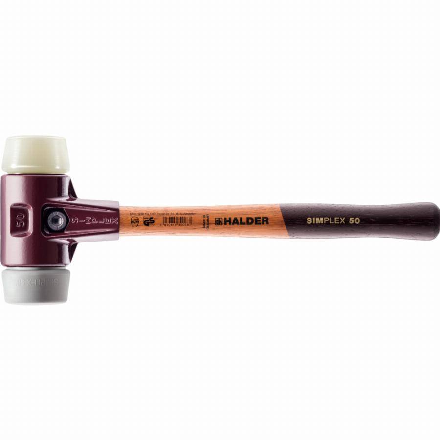 Maillet HALDER SIMPLEX TPE moyen / superplastique avec boîtier en fonte malléable et manche en bois - D=30 mm - 3038.030