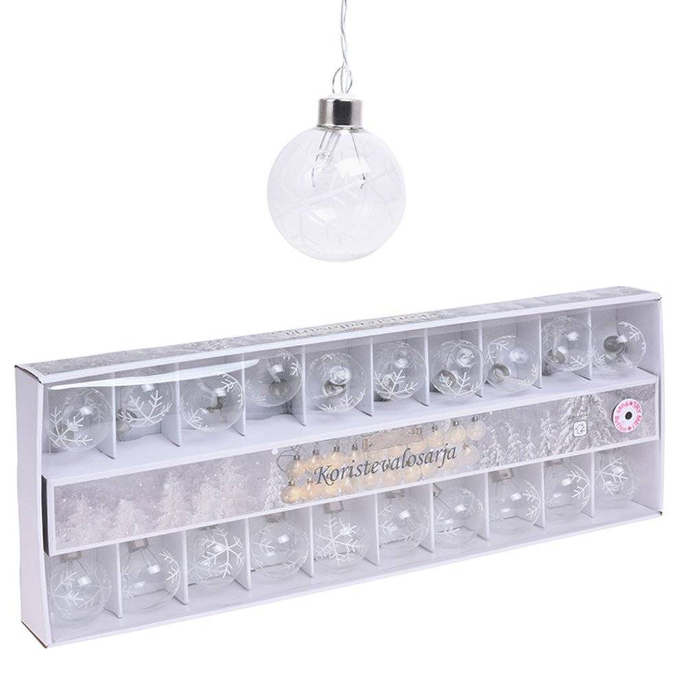 Sans Marque - Guirlande lumineuse boules flocons 20 LED blanc chaud 7 m - Image 1