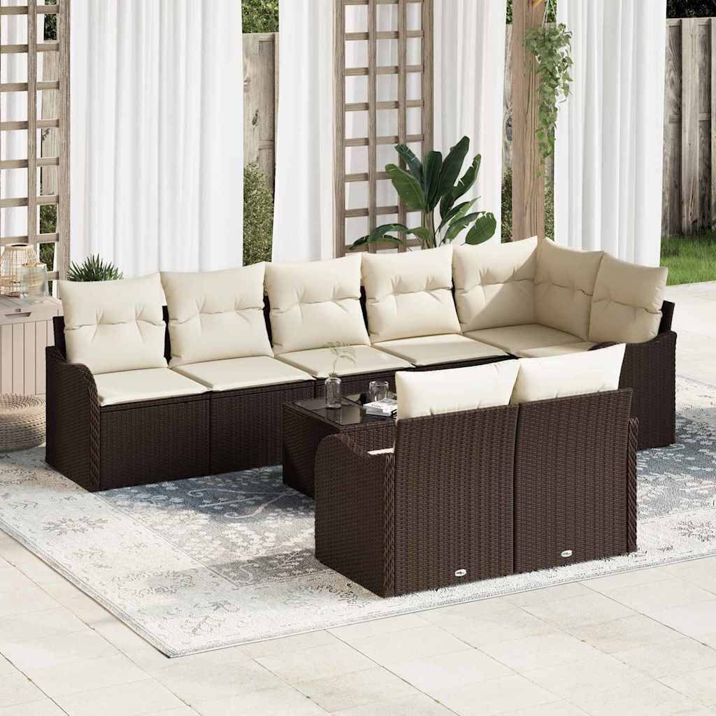 ComfortXL - Salon de jardin 8 places en polyrotin modulable avec table basse pour grande terrasse Marron – ComfortXL Outdoor Living - Image 1