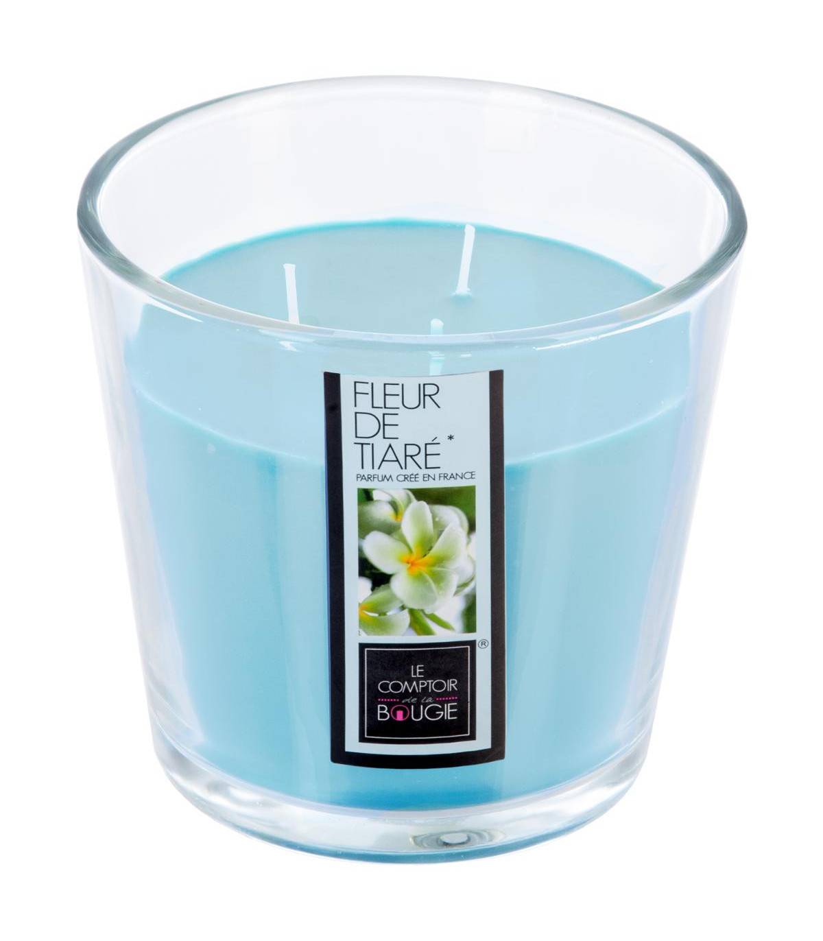 Bougie 3 mèches Parfumée Fleur de Tiaré 500 G Pot en verre - Image 1