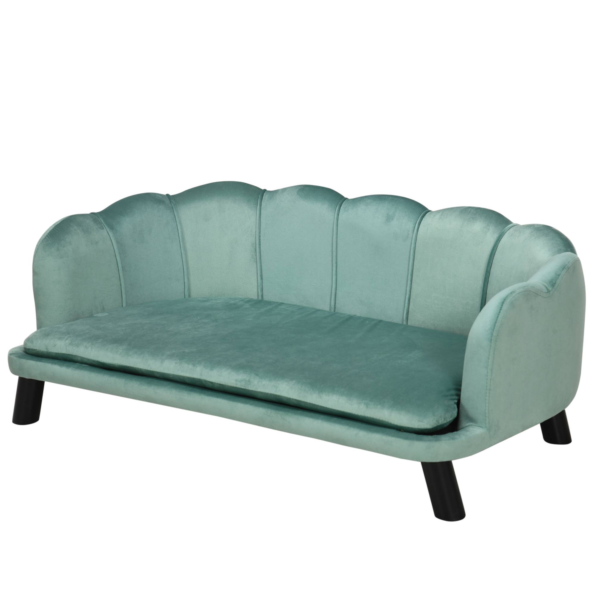 Sans Marque - Canapé pour animaux de compagnie pour chiens moyens et grands jusqu'à 25 kg, en bois robuste, recouvert de tissu, vert - Image 2