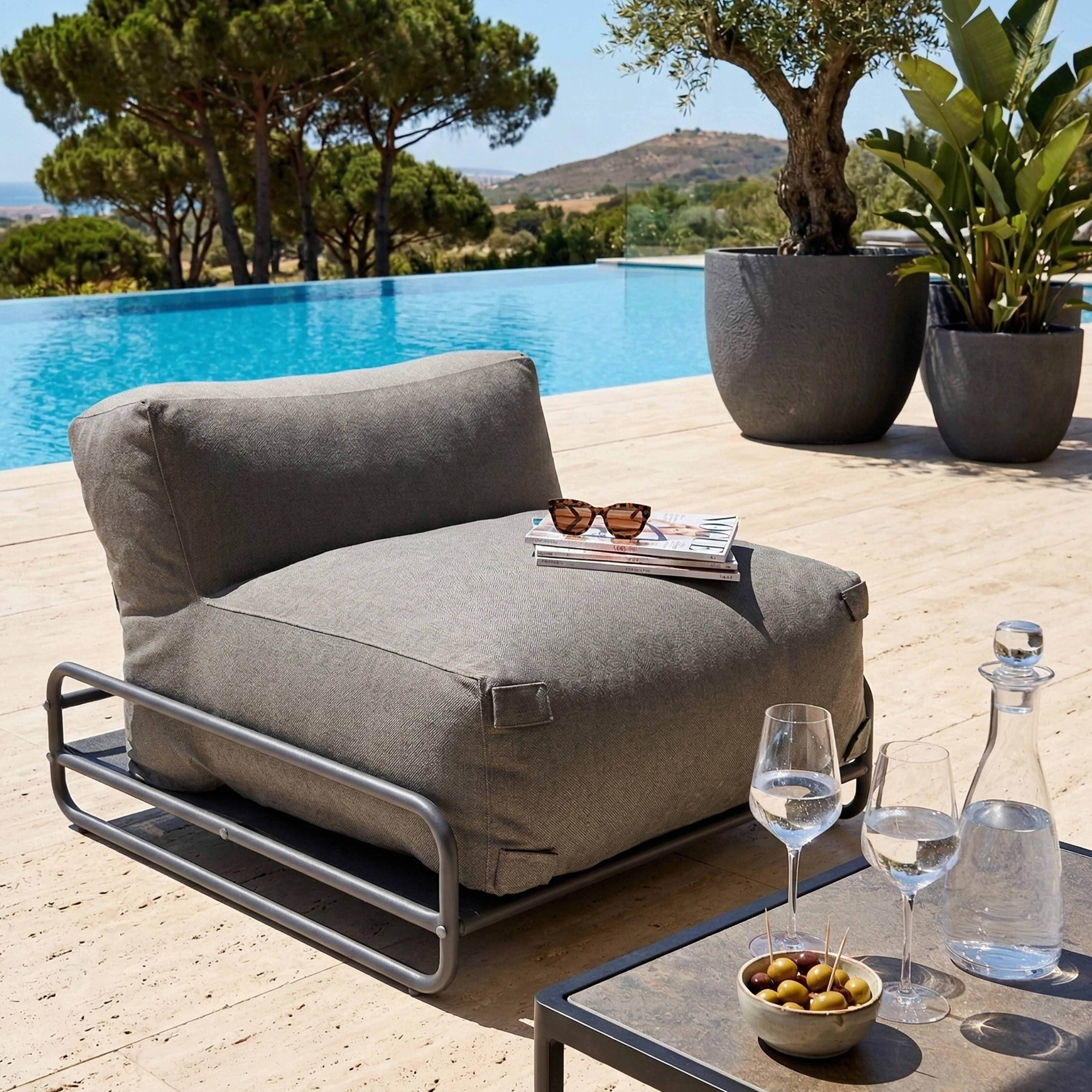 Oviala - Chauffeuse pour salon de jardin modulable avec structure gris Mixi - Oviala - Image 1