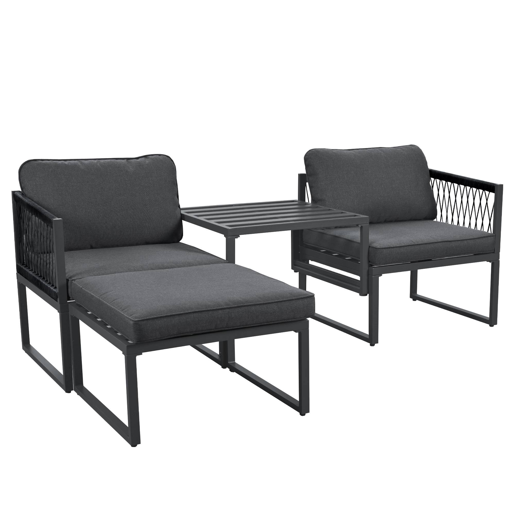 Ensemble de salon de jardin en aluminium, ensemble de meubles de terrasse. 2 canapés, 2 repose - pieds, différentes combinaisons, réglables - Image 5