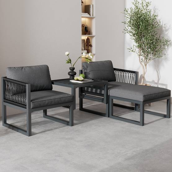 Ensemble de salon de jardin en aluminium, ensemble de meubles de terrasse. 2 canapés, 2 repose - pieds, différentes combinaisons, réglables - Image 1